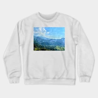 Mountain view of Northern of Thailand watercolor art Crewneck Sweatshirt